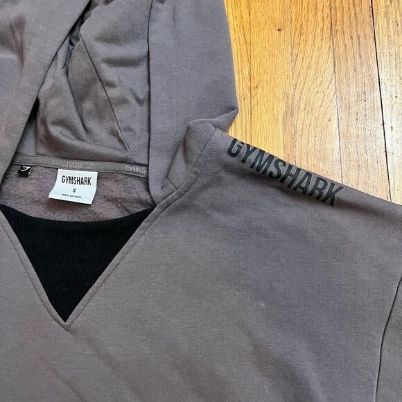 Gymshark Hoodie Womens Small Cropped Sweatshirt Gray Purple - Picture 2 of 7